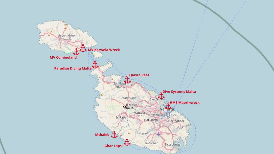 Echa un vistazo a los lugares más emocionantes para bucear en Malta.